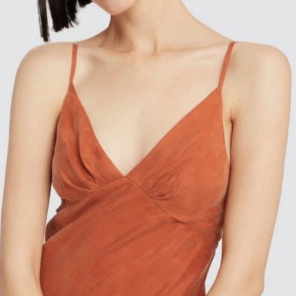 Anthropologie Auguste the Label 'Keepsake' Cupro Midi Dress in Rust - Picture 3 of 6